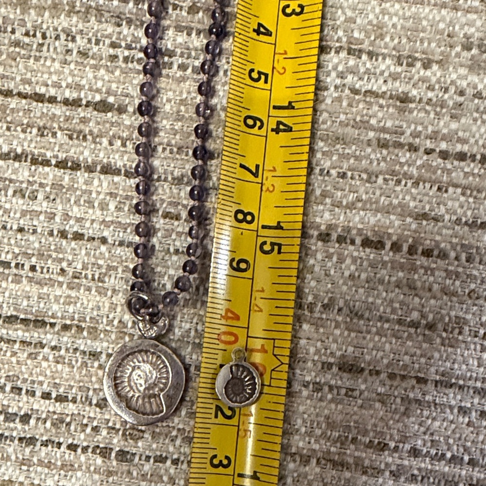 Lee Brevard Iolite, Peal, & Sterling Silver Fossil Pendant & LB Fossil Earring - Picture 11 of 12